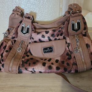 Angel Kiss Pink and Black Leopard Shoulder Bag